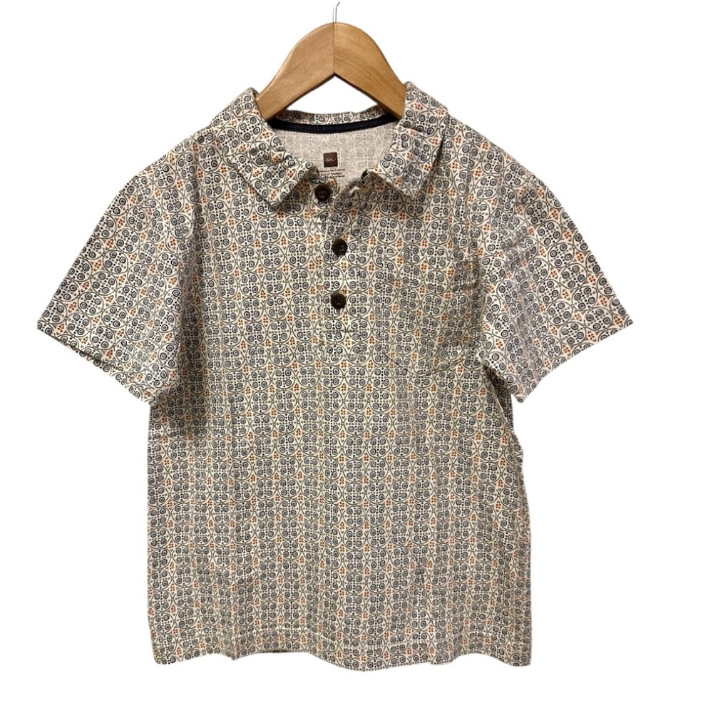 Tea Collection Boys Size 7 Patterned Cotton Polo Shirt